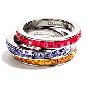COACH • Crystal Pave 3 Piece Set Band Stacking Ring